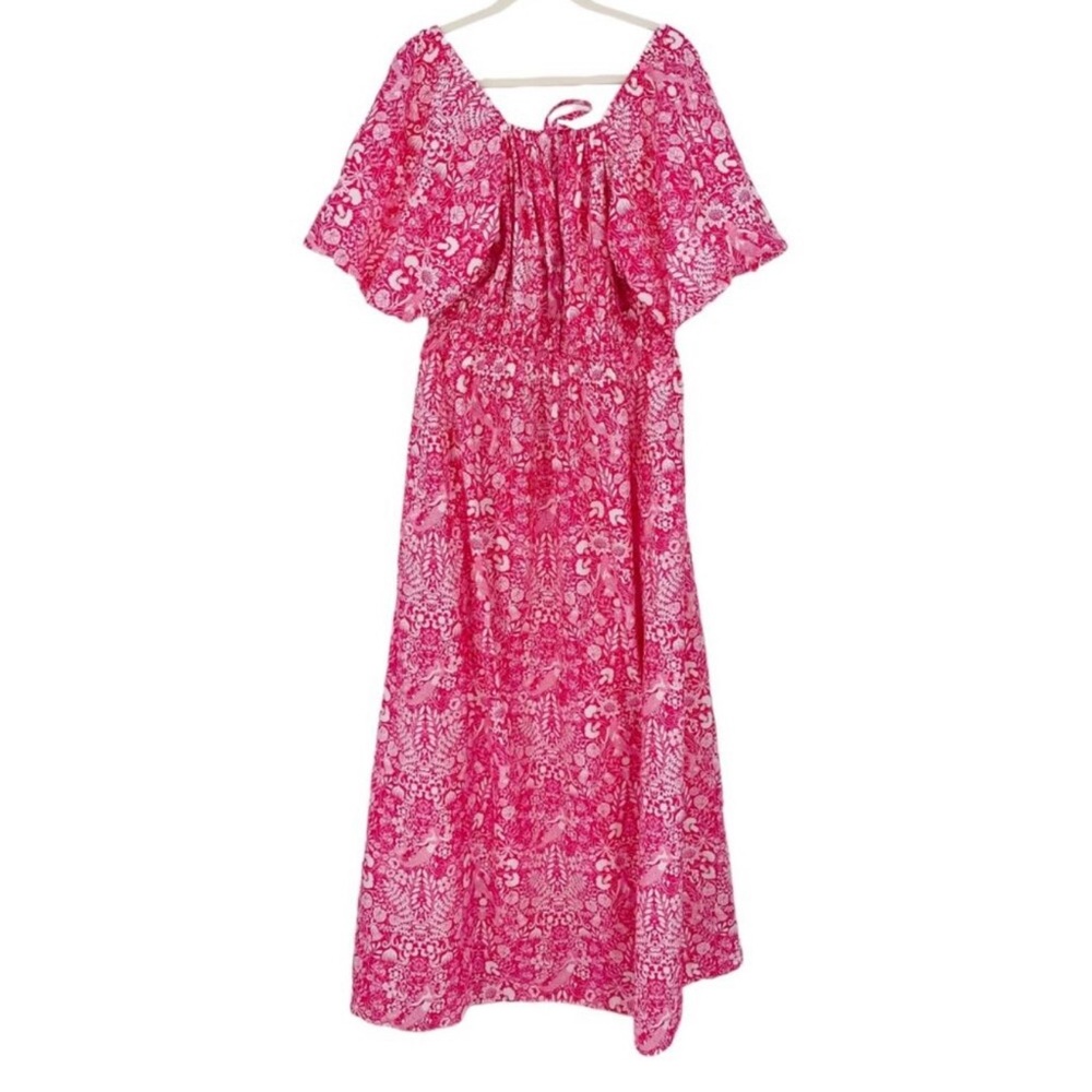 Jcrew Open back puff sleeve maxi dress